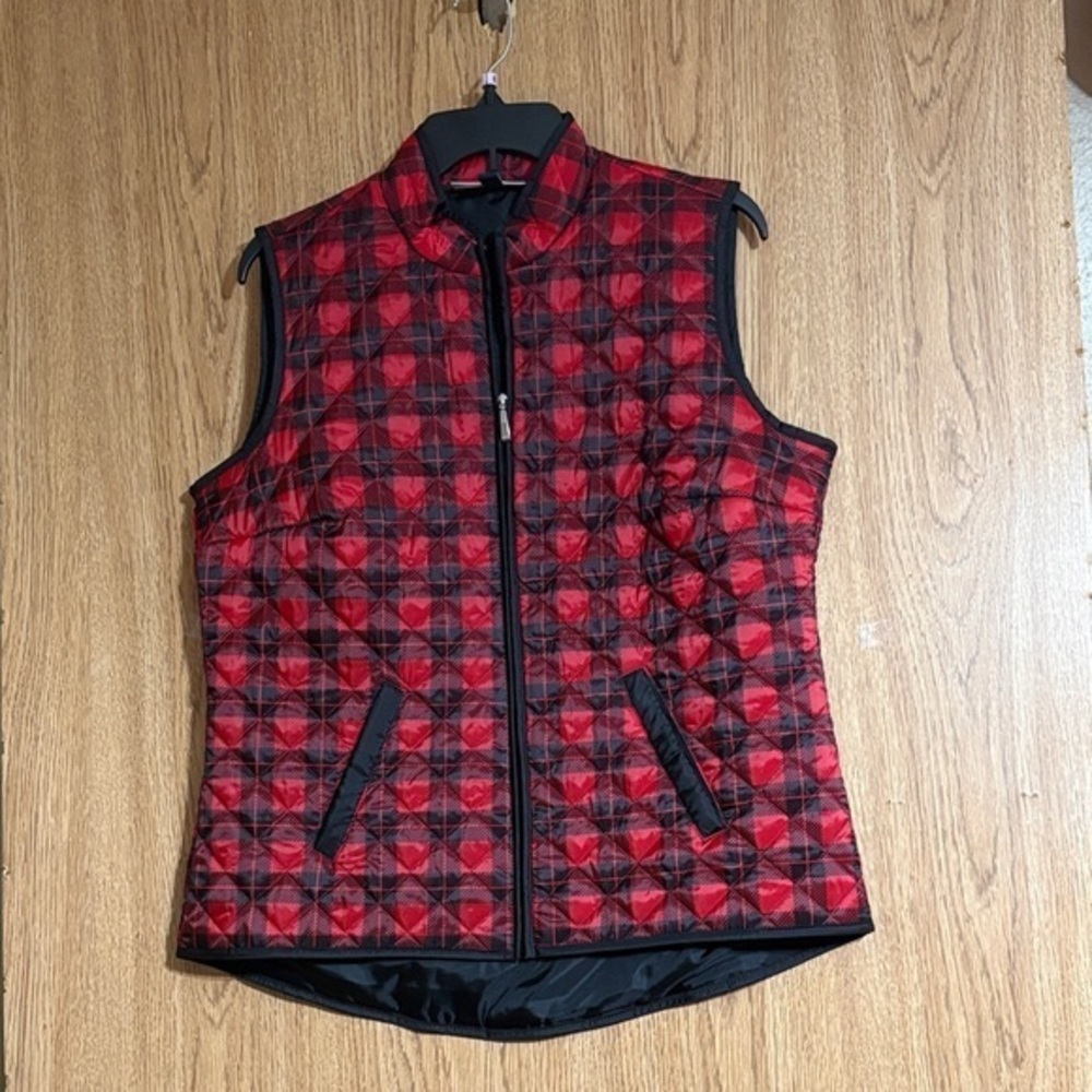 Karen Scott Red and Black Checkered Vest